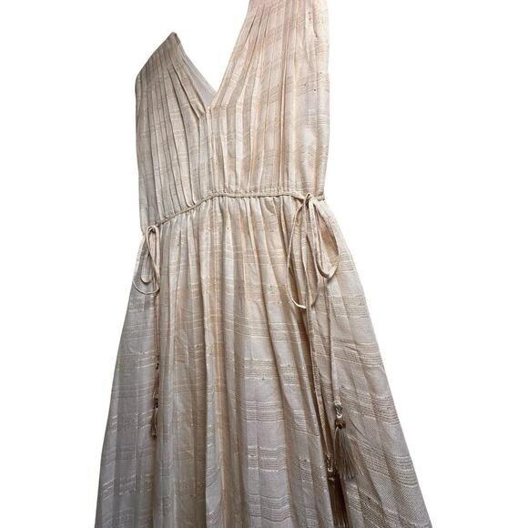 Chelsea & Violet Womens‎ Sz S Beige Gold Pleated Greek Goddess Dress Boho Beach - Picture 7 of 16